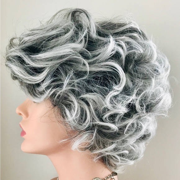 “Put On & Go” Dark Rooted Grey Synthetic Wig for Daily Wear/Cosplay & Events - Picture 3 of 3